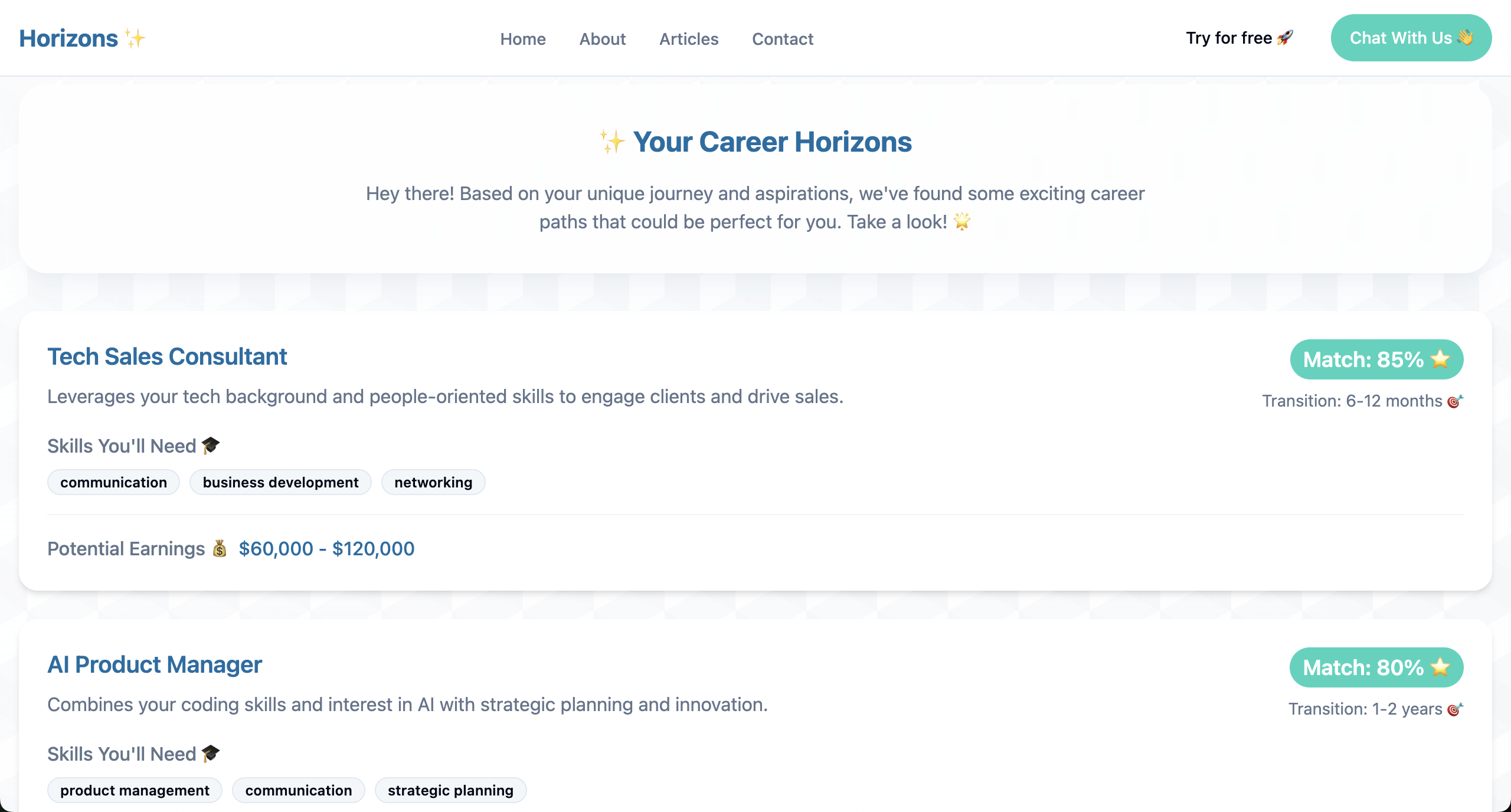 Horizons AI – Career Path Generator - Screenshot 4
