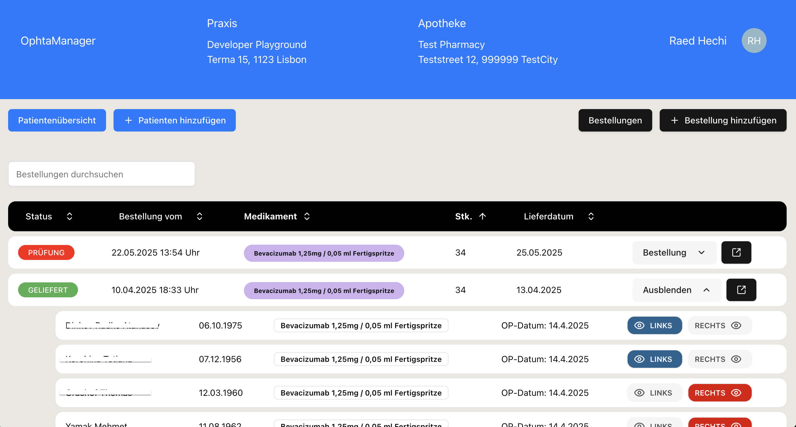 Ophtamanager Medication Ordering