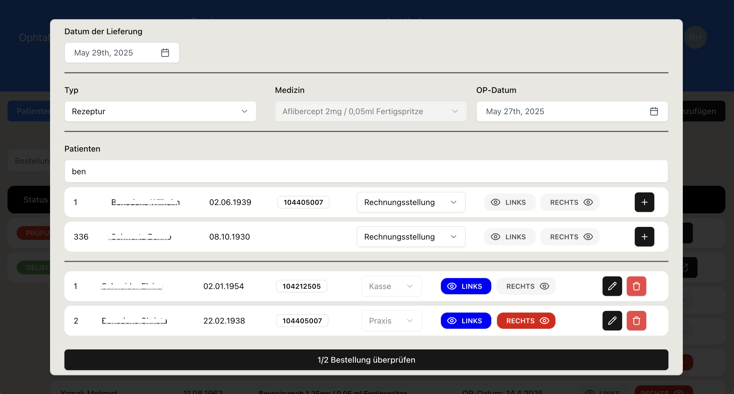 Ophtamanager Medication Ordering - Screenshot 2